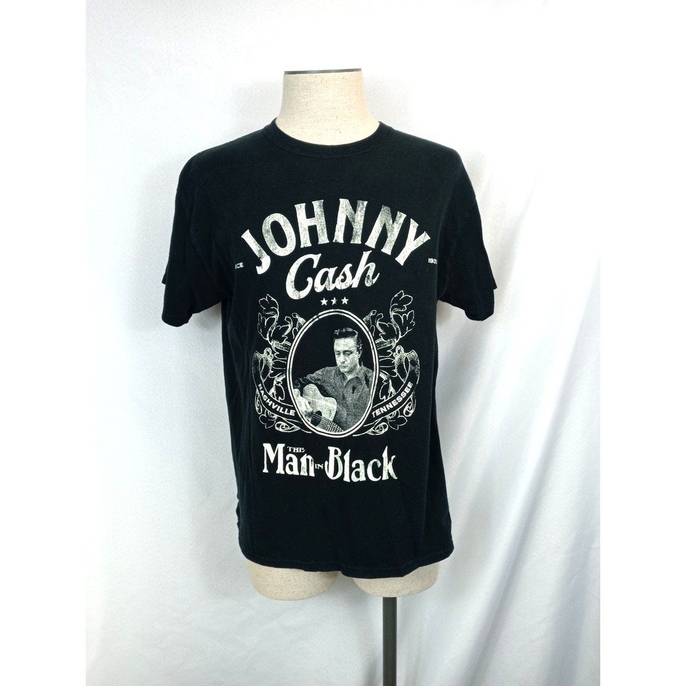 Johnny Cash T-Shirt Mens Large The Man In Black Nashville TN Graphic‎ Band Tee